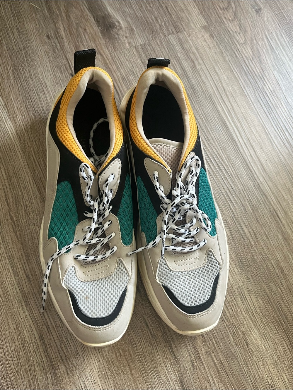 Colorblock Kendall&Kylie Mesh Chunky Sneakers - Teal, Yellow, Black, Cream